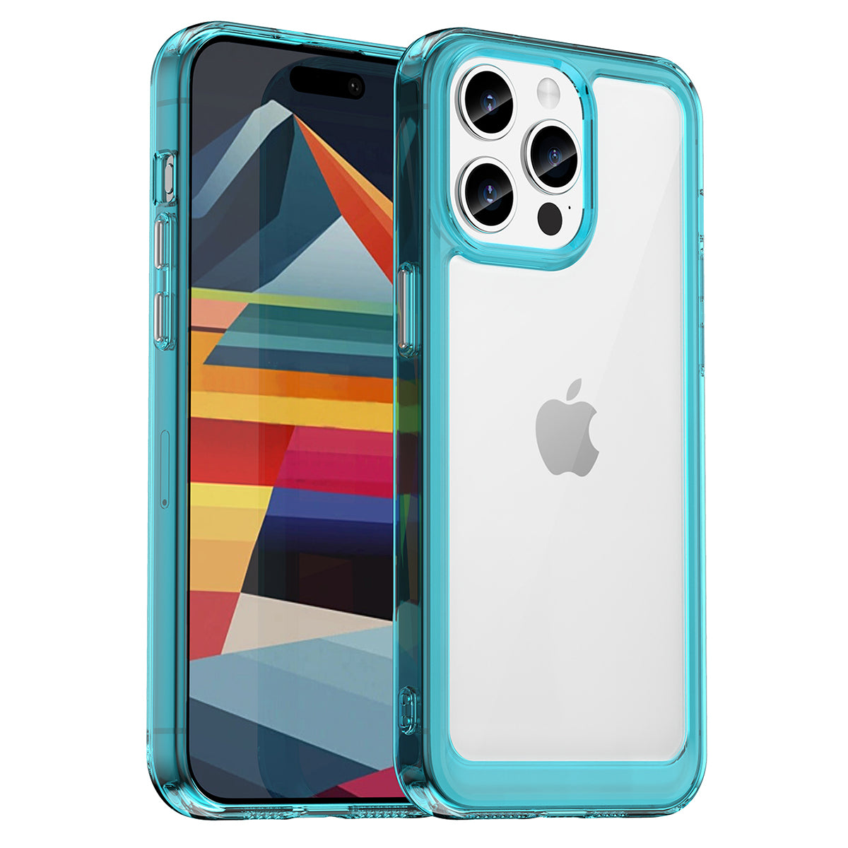 Uniqkart for iPhone 15 Pro TPU+Acrylic Shockproof Mobile Phone Back Cover Clear Protective Case - Transparent Blue Uniqkart for iPhone 15 Pro TPU+Acrylic Shockproof Mobile Phone Back Cover Clear Protective Case - Transparent Blue
